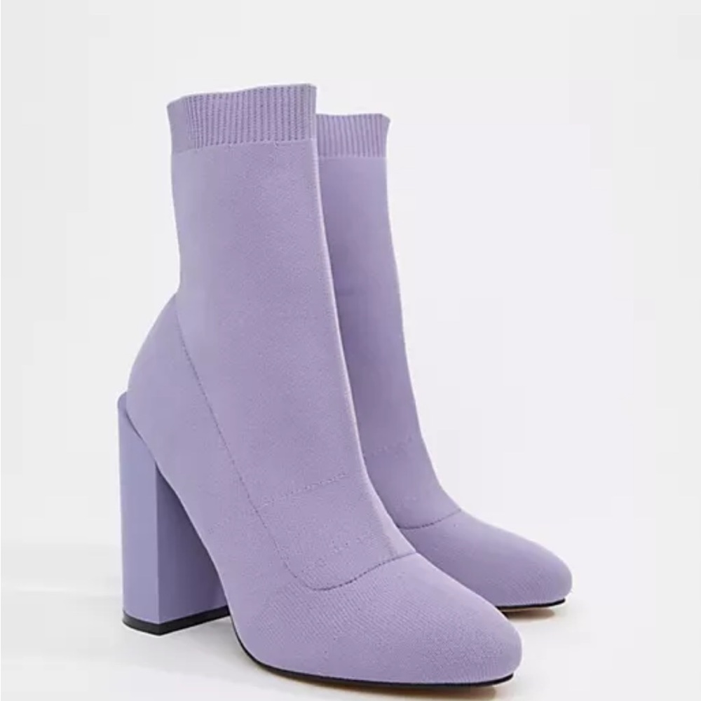 ASOS DESIGN Enchanted knitted sock boots in lilac purple / lavender - Size 9